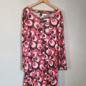 🛍️5/$20🛍️ Shein Sheet Geometric Beach Swimsuit Coverup Pink & Black 3XL